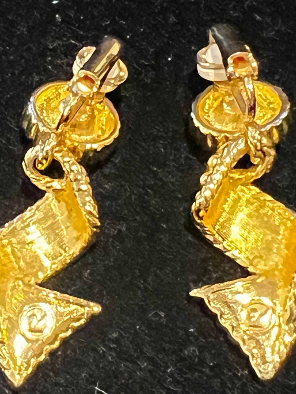 Swarovski Gold-Tone Twisted Drop Clip on Earrings with Clear Crystals - Picture 3 of 7